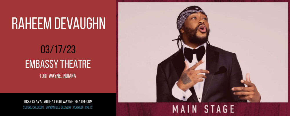 Raheem DeVaughn at Embassy Theatre tickets Raheem DeVaughn at Embassy Theatre